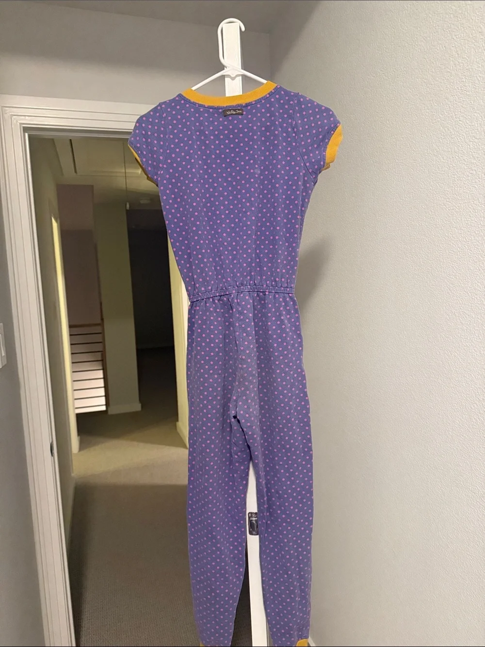 Matilda Jane kids Polka Dot Jumpsuit with Mustard Trim